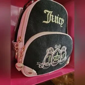 Juicy Couture Black and Light Pink Backpack Set Juicy Couture 2pc Black Pink Backpack Set + Card Case Gift  main image 3